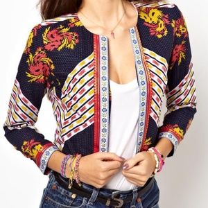 Asos Mixed Print Statement Cropped Jacket sz 12